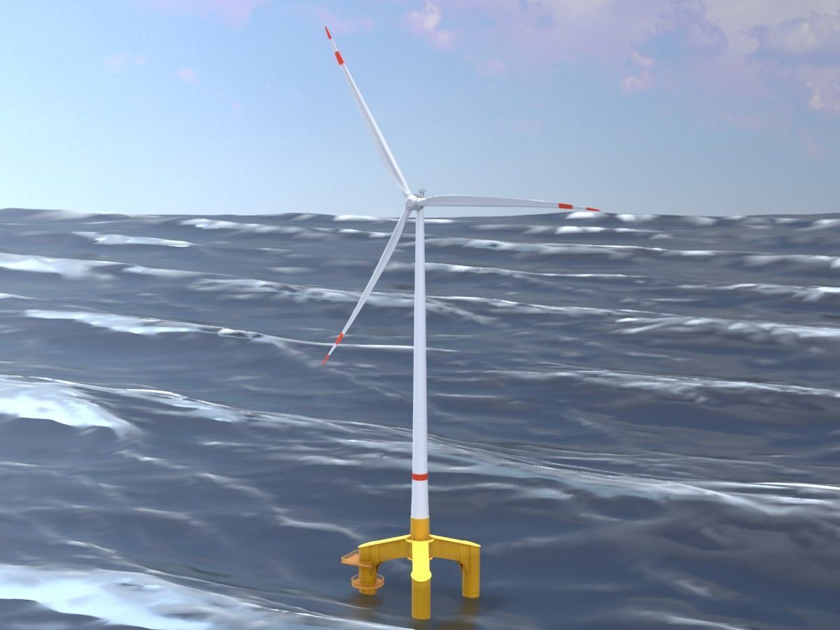 Wind turbines with Tripile Offshore Foundations 3D Model Collection_65
