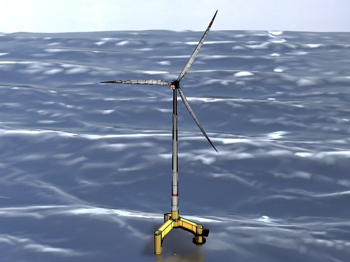 Wind turbines with Tripile Offshore Foundations 3D Model Collection_41