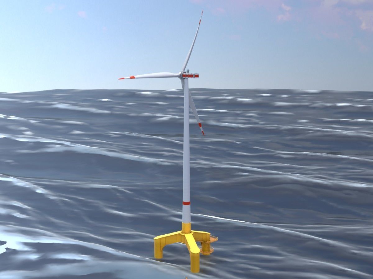 Wind turbines with Tripile Offshore Foundations 3D Model Collection_64