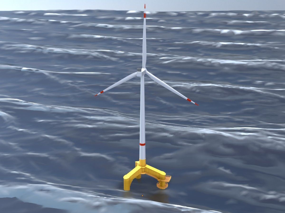 Wind turbines with Tripile Offshore Foundations 3D Model Collection_87