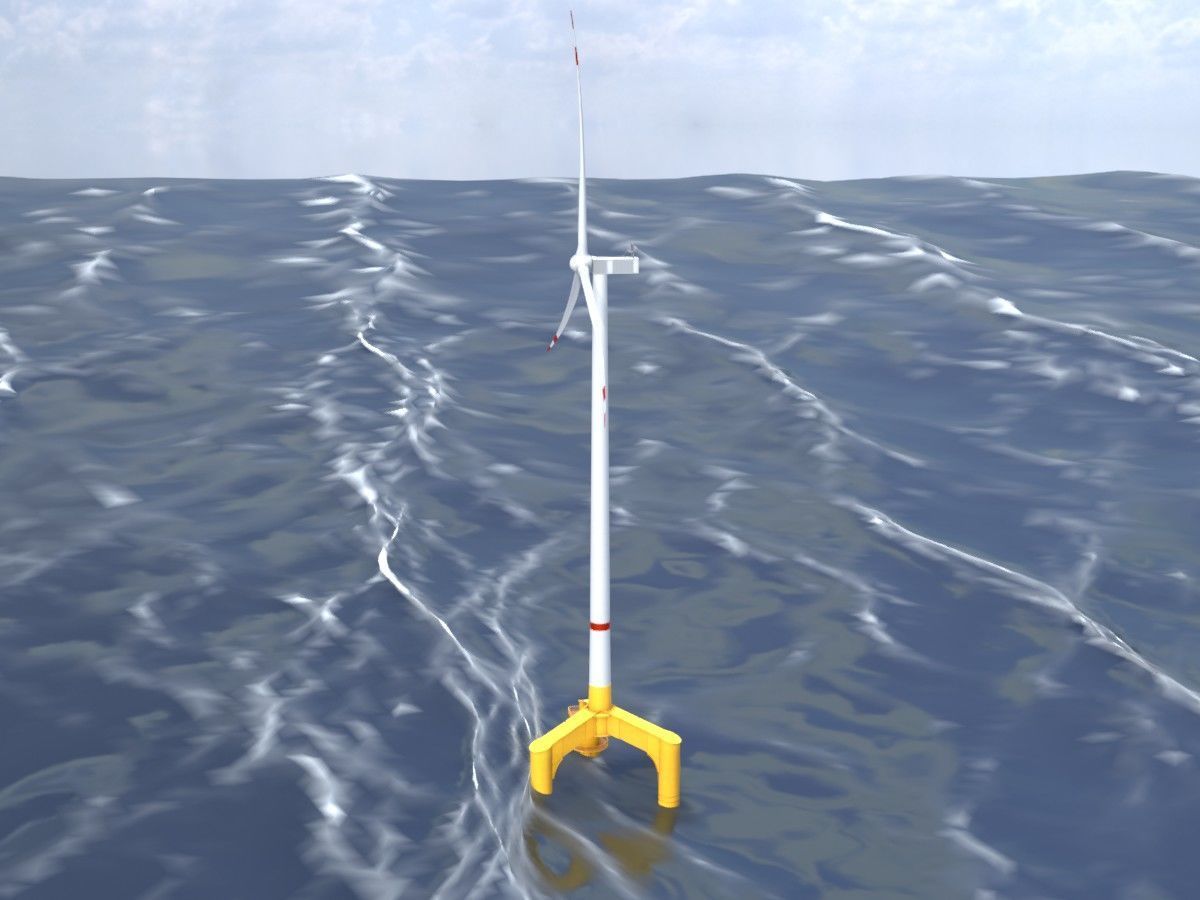 Wind turbines with Tripile Offshore Foundations 3D Model Collection_84