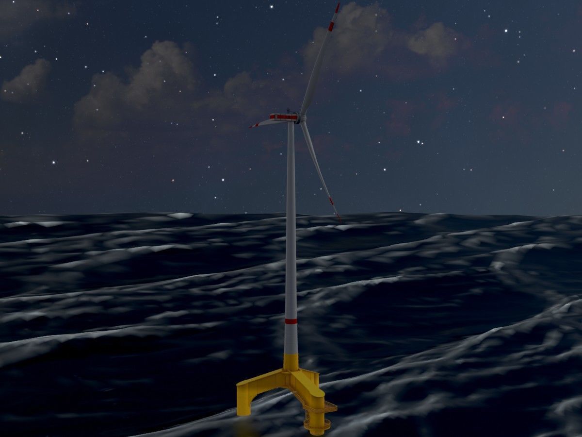 Wind turbines with Tripile Offshore Foundations 3D Model Collection_34