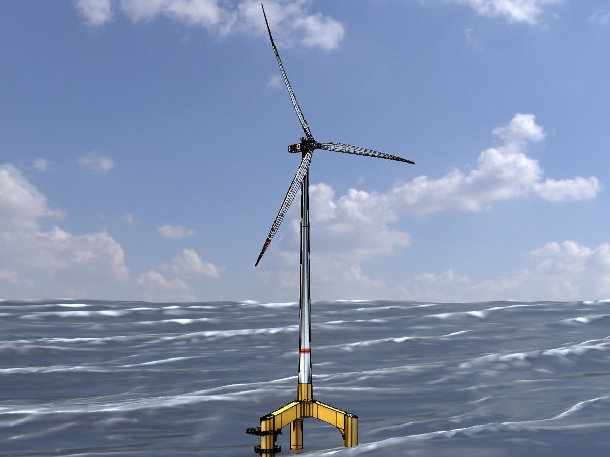 Wind turbines with Tripile Offshore Foundations 3D Model Collection_47