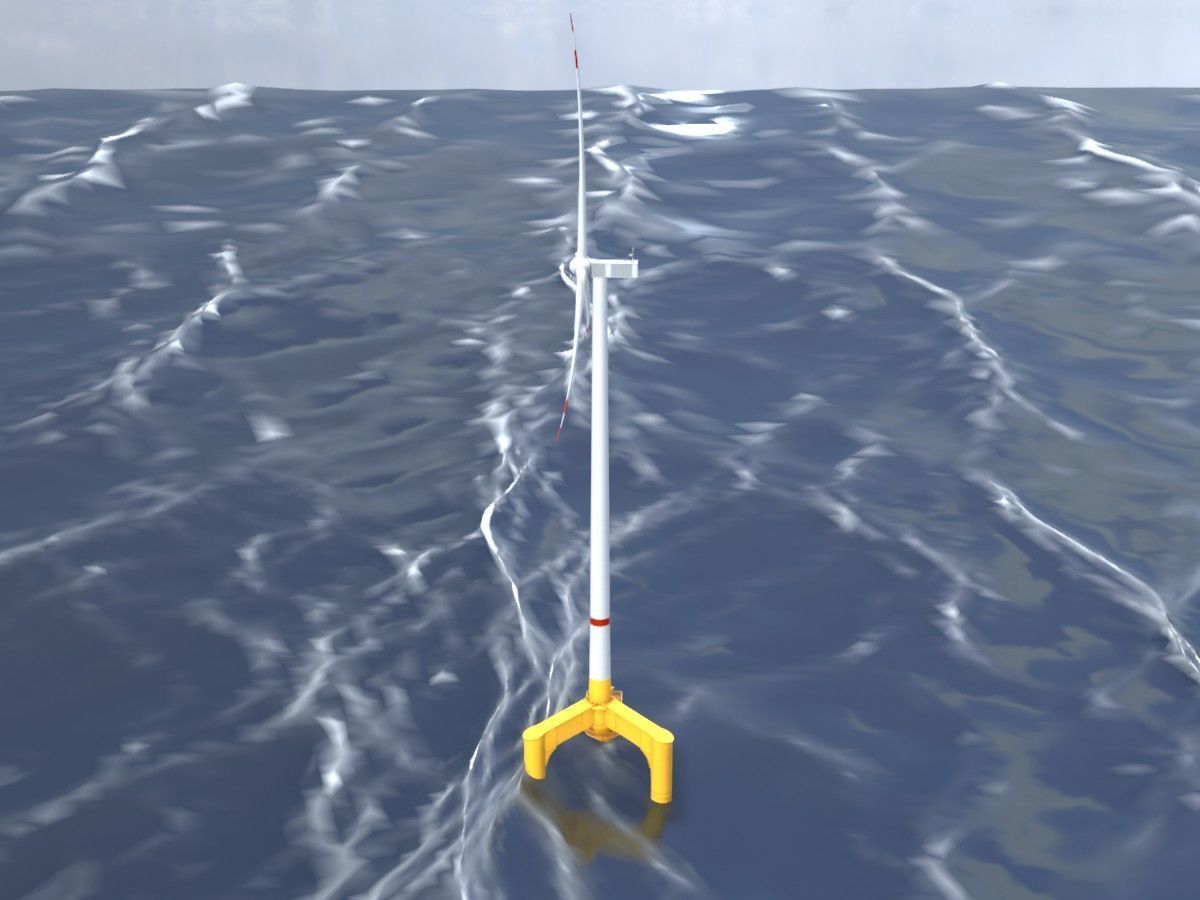 Wind turbines with Tripile Offshore Foundations 3D Model Collection_60