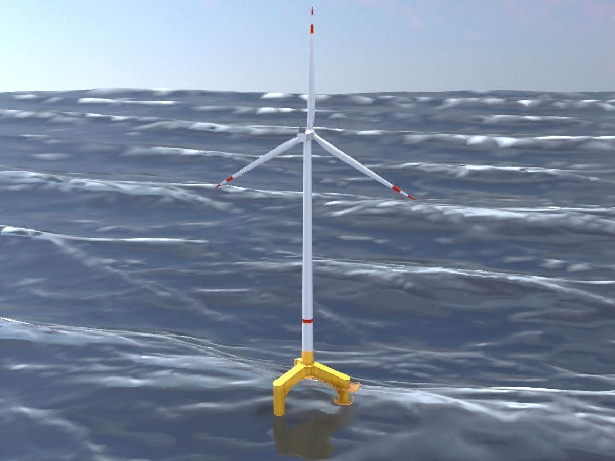 Wind turbines with Tripile Offshore Foundations 3D Model Collection_90