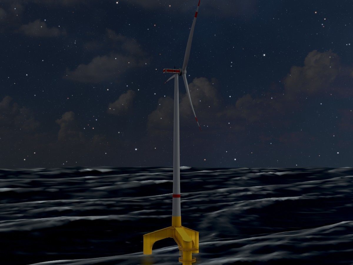 Wind turbines with Tripile Offshore Foundations 3D Model Collection_94