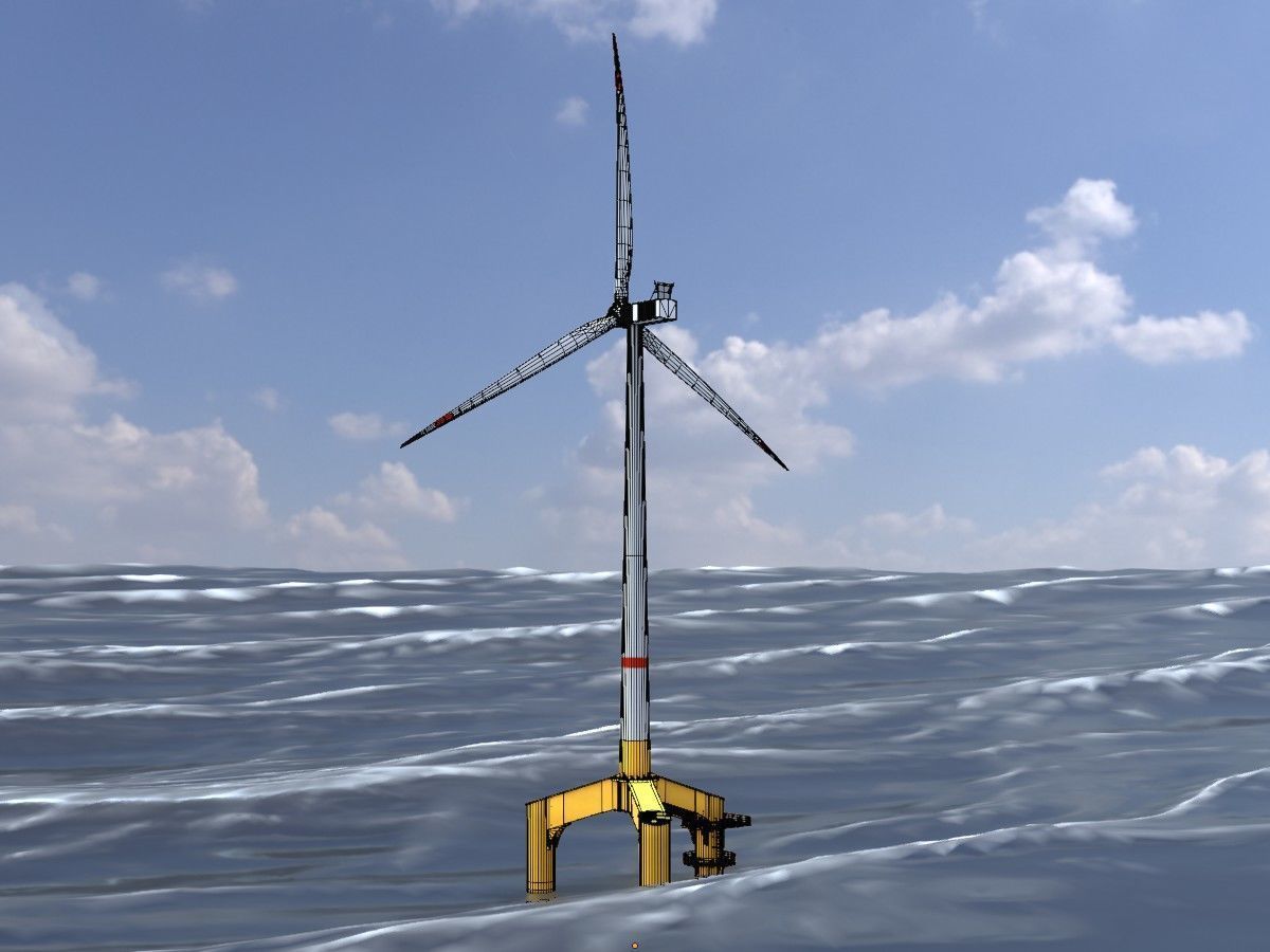 Wind turbines with Tripile Offshore Foundations 3D Model Collection_45