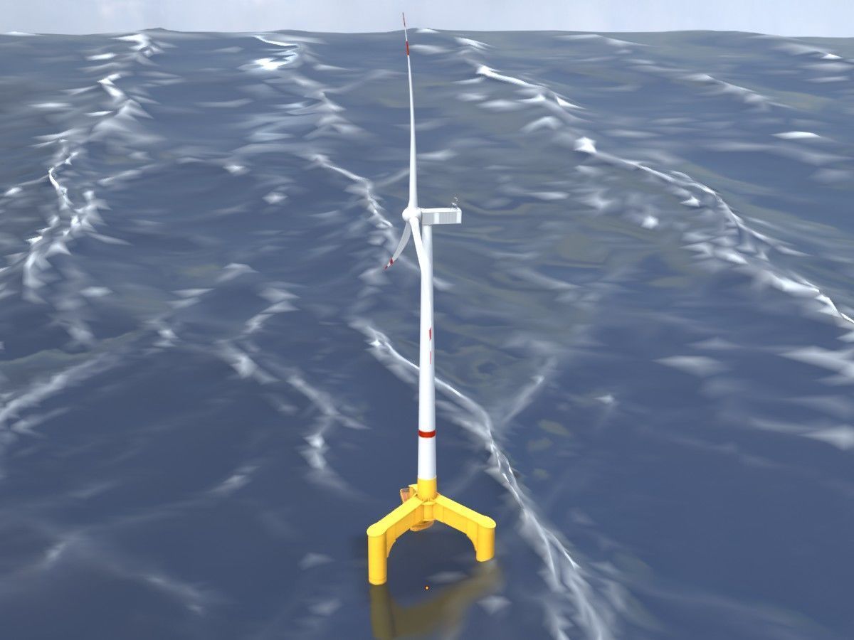 Wind turbines with Tripile Offshore Foundations 3D Model Collection_81