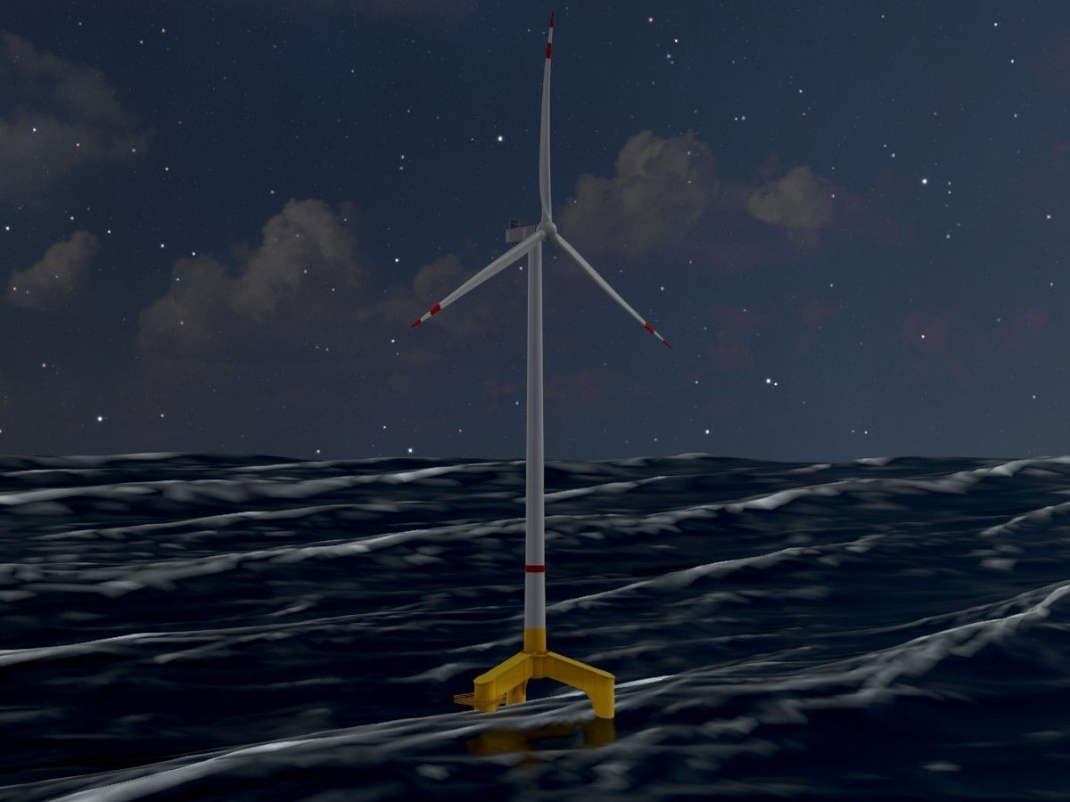 Wind turbines with Tripile Offshore Foundations 3D Model Collection_36
