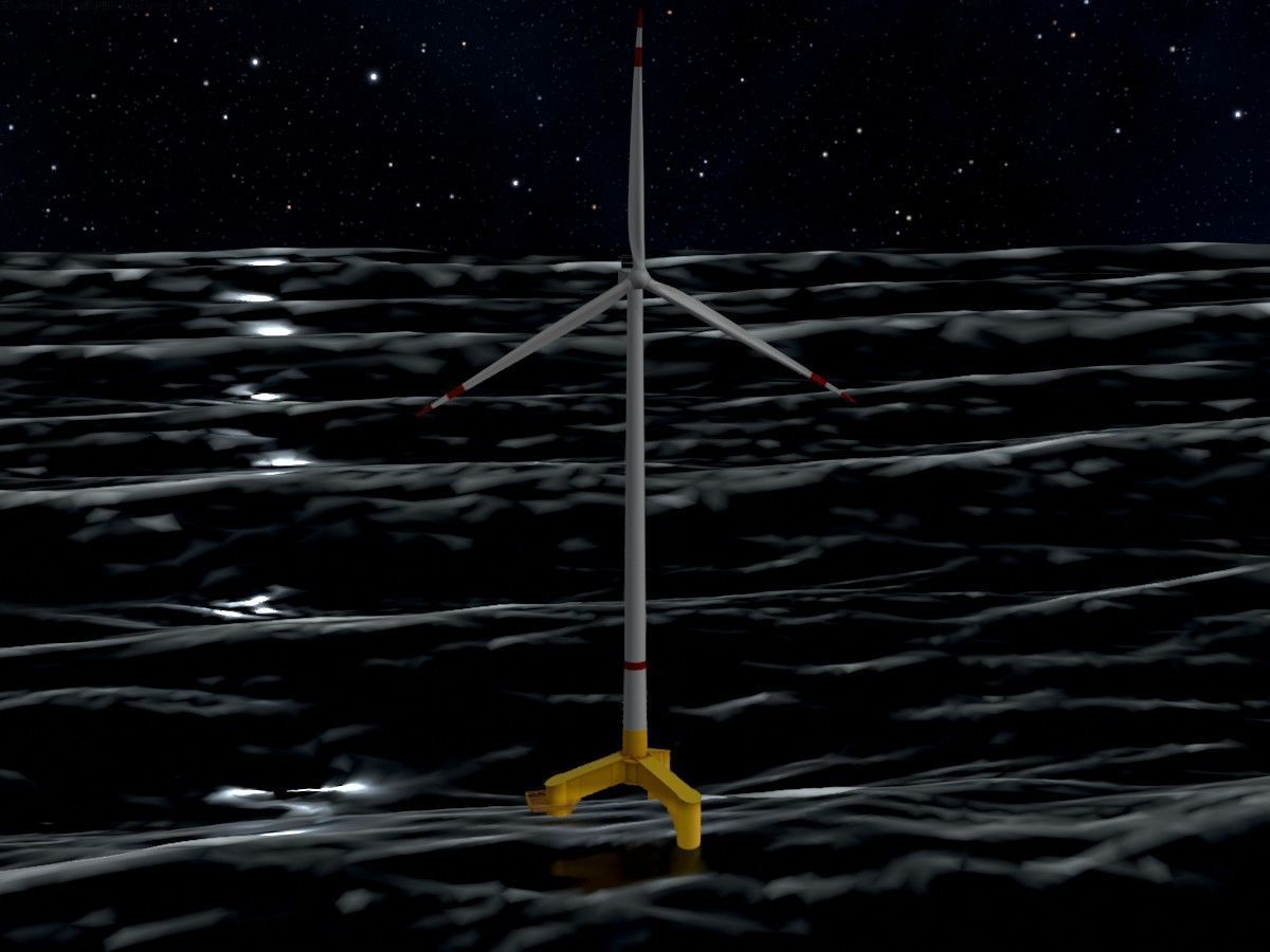 Wind turbines with Tripile Offshore Foundations 3D Model Collection_78