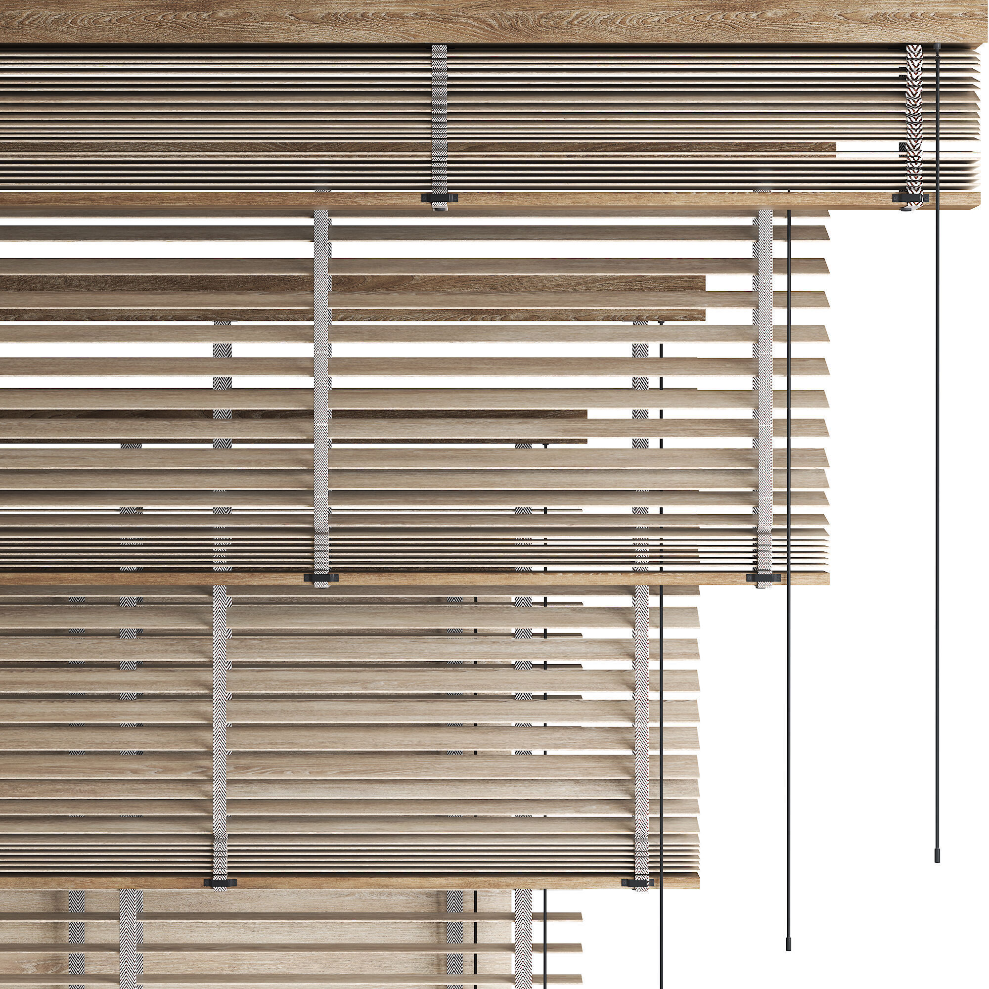 Wooden Blinds Set Low-poly 3D model_3