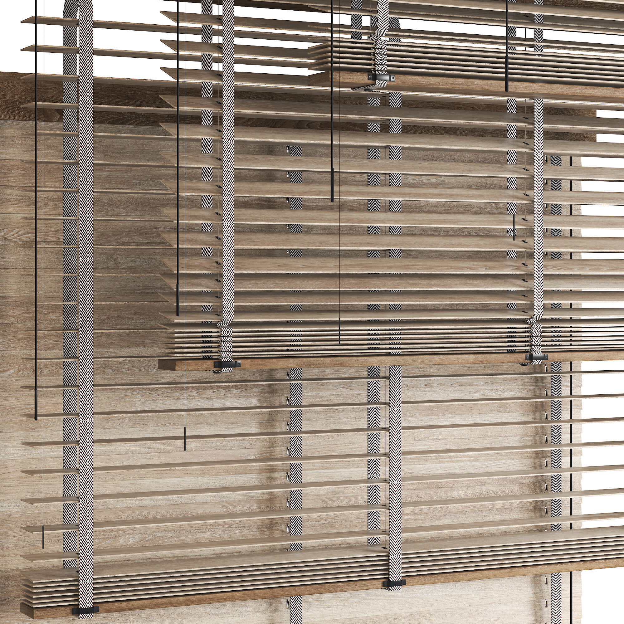 Wooden Blinds Set Low-poly 3D model_2