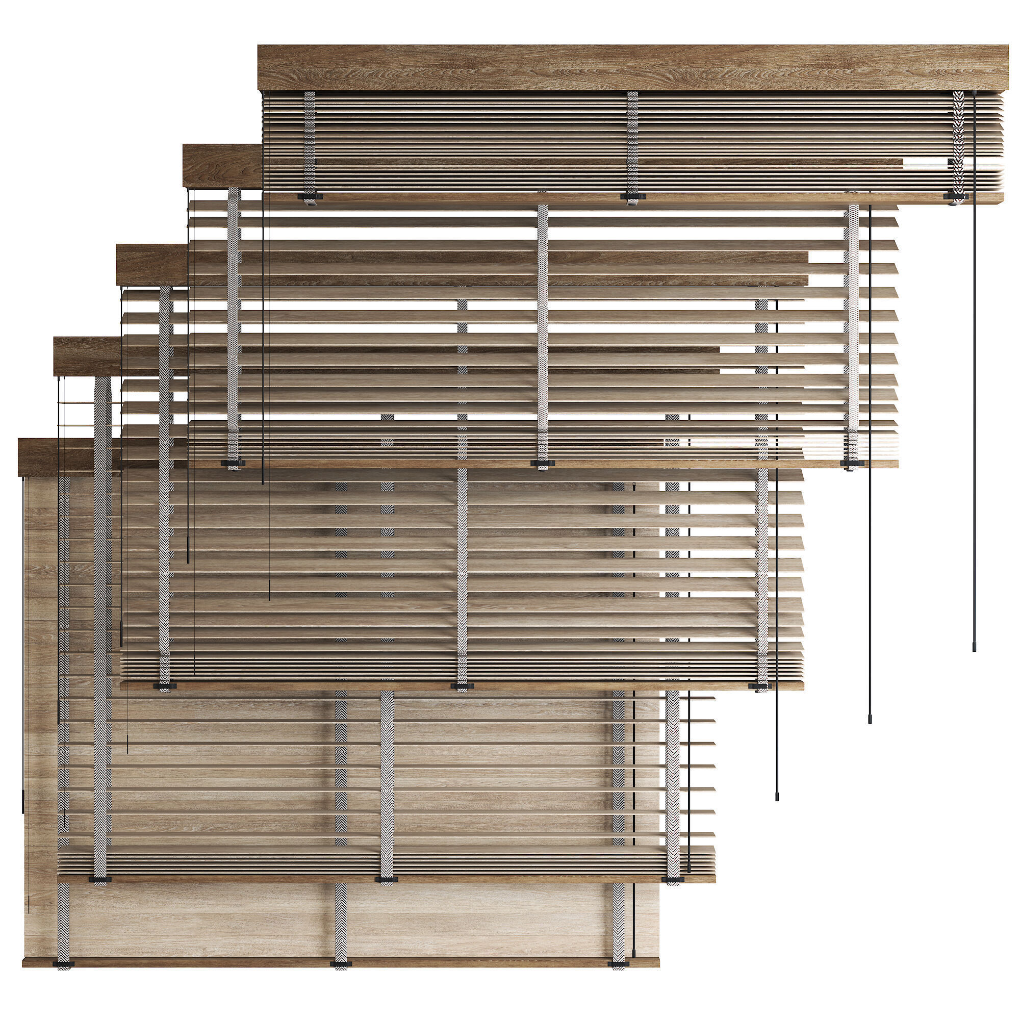Wooden Blinds Set Low-poly 3D model_1