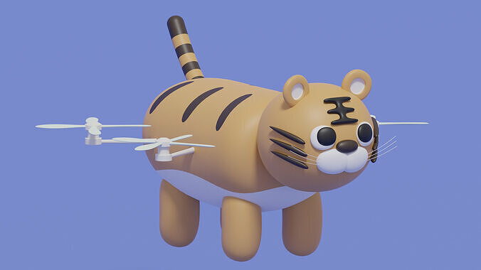 Cartoon Cute Tiger Animal Drone 3D model