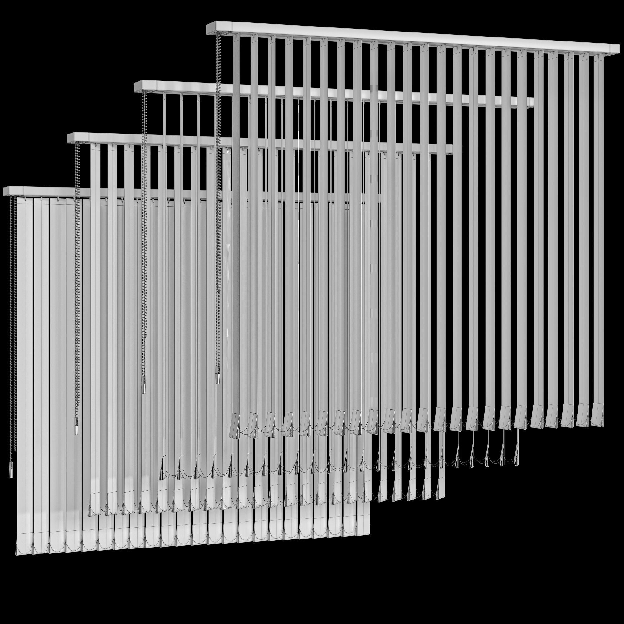 Vertical Blinds Set Low-poly 3D model_6