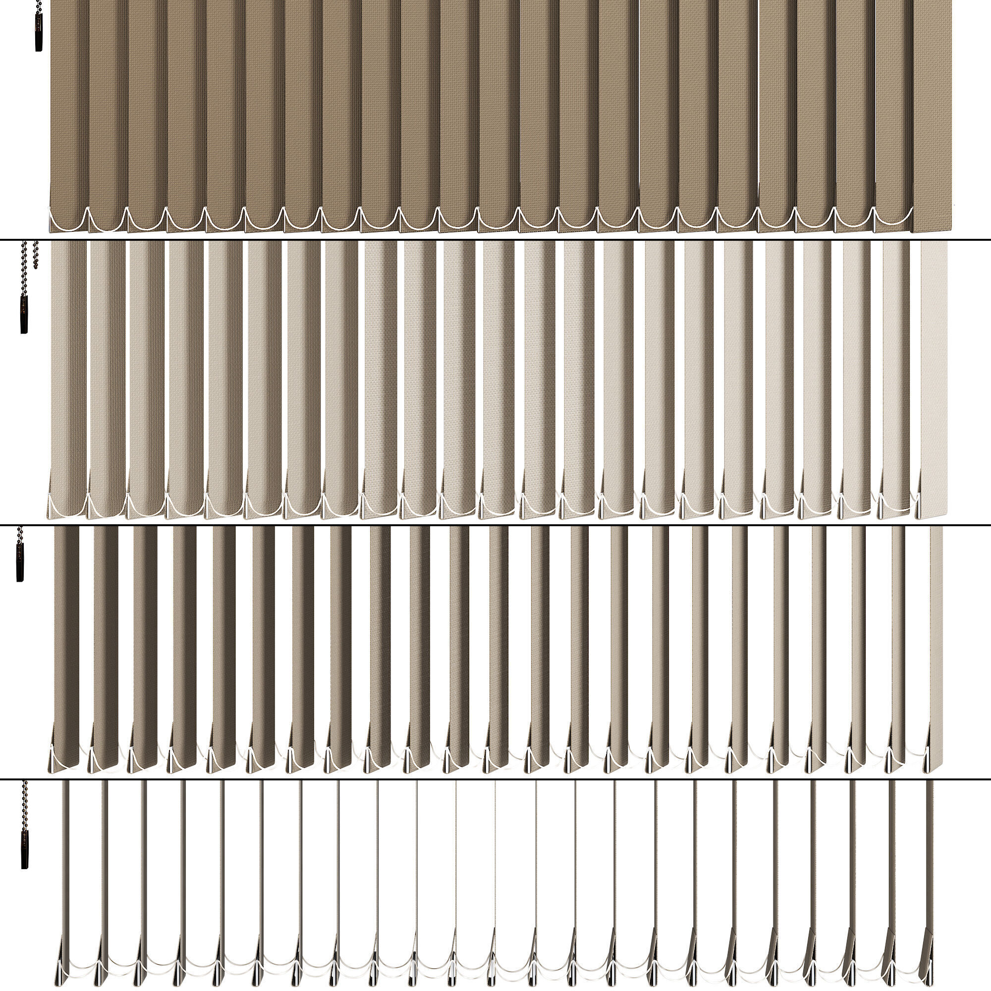 Vertical Blinds Set Low-poly 3D model_5