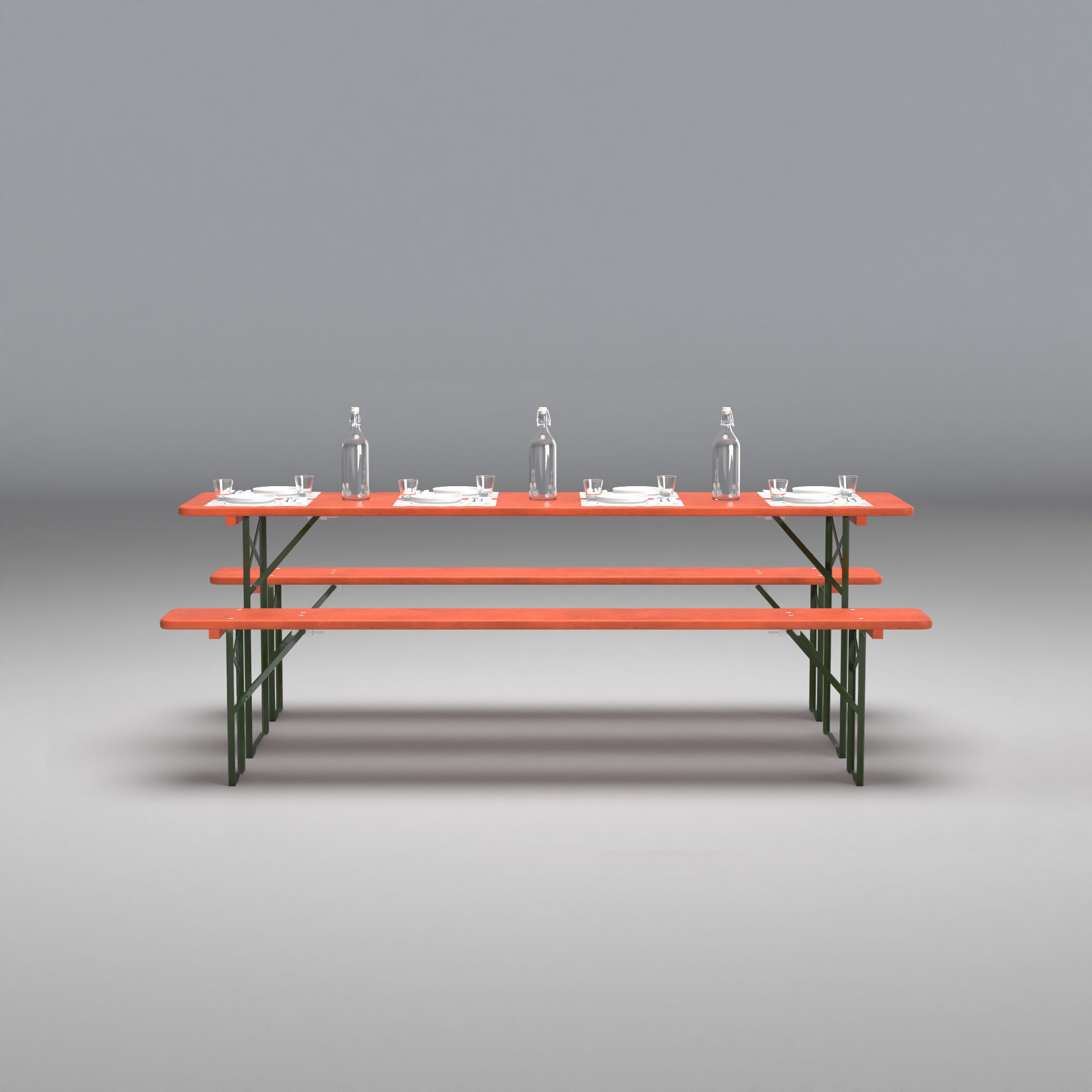 Beer Fest Oktoberfest Style Bench and Table Set 3D Model 3D model_2