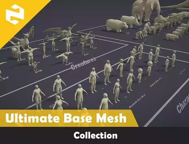 Ultimate Base Mesh Collection Low-poly 3D model