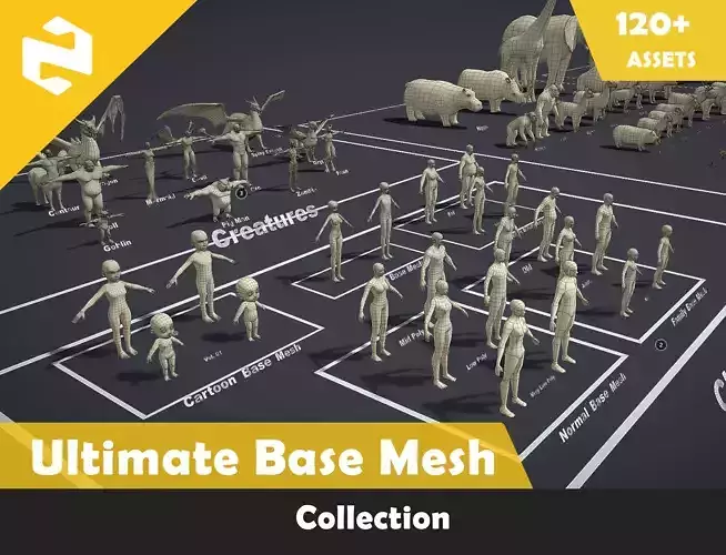 Ultimate Base Mesh Collection Low-poly 3D model