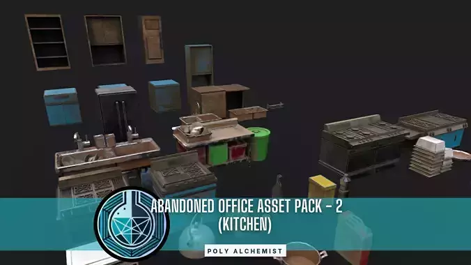 Abandoned Office Asset Pack - 2 - Kitchen Area - 38 Props