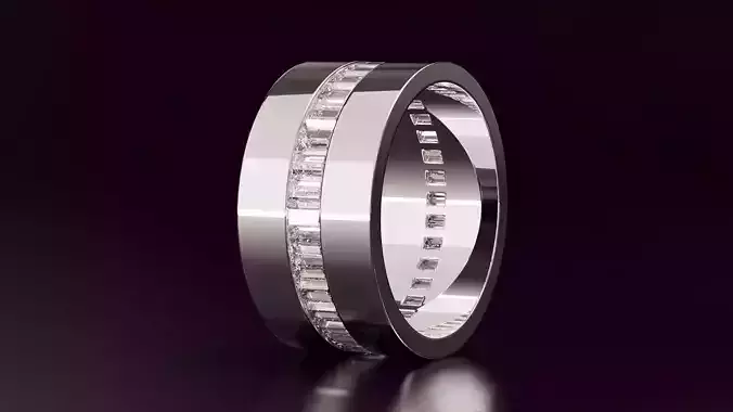 channel set baguette straight eternity band N10 54EU size 3D print model