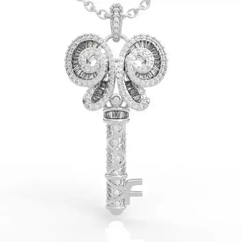 Stunning Butterfly Key Diamond Pendant 3D print model