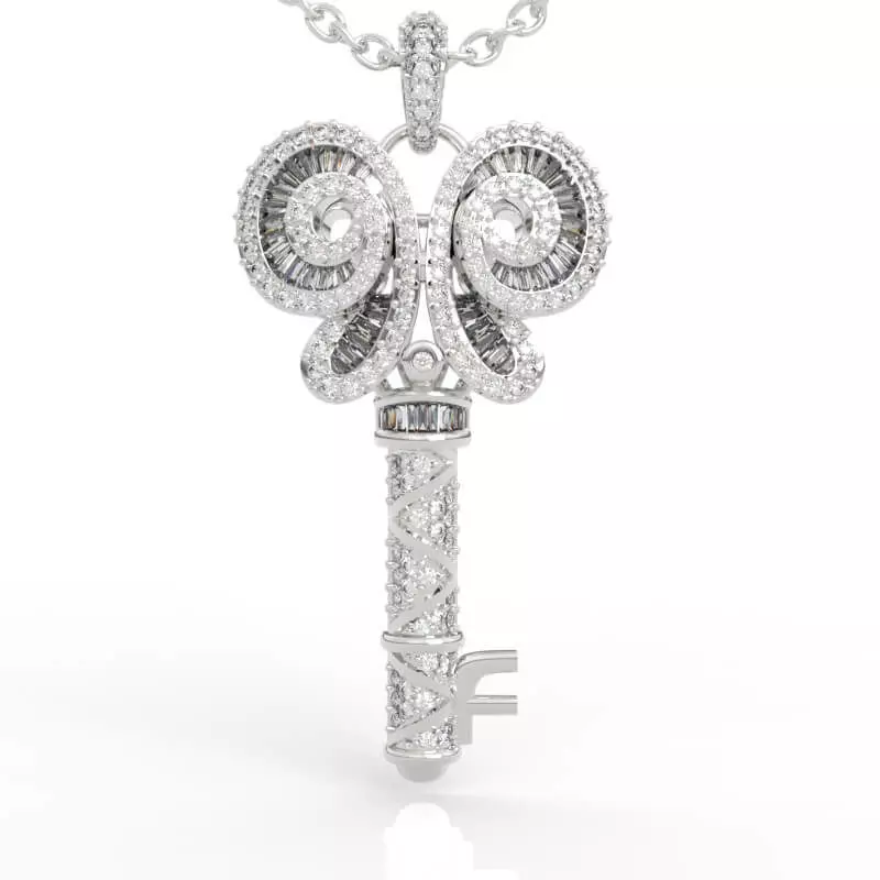Stunning Butterfly Key Diamond Pendant 3D print model