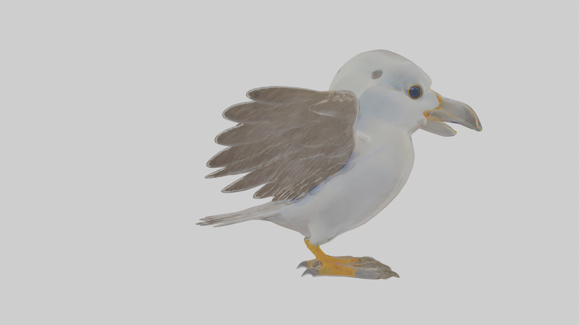 Cartoon Fulmar Low-poly 3D model_4