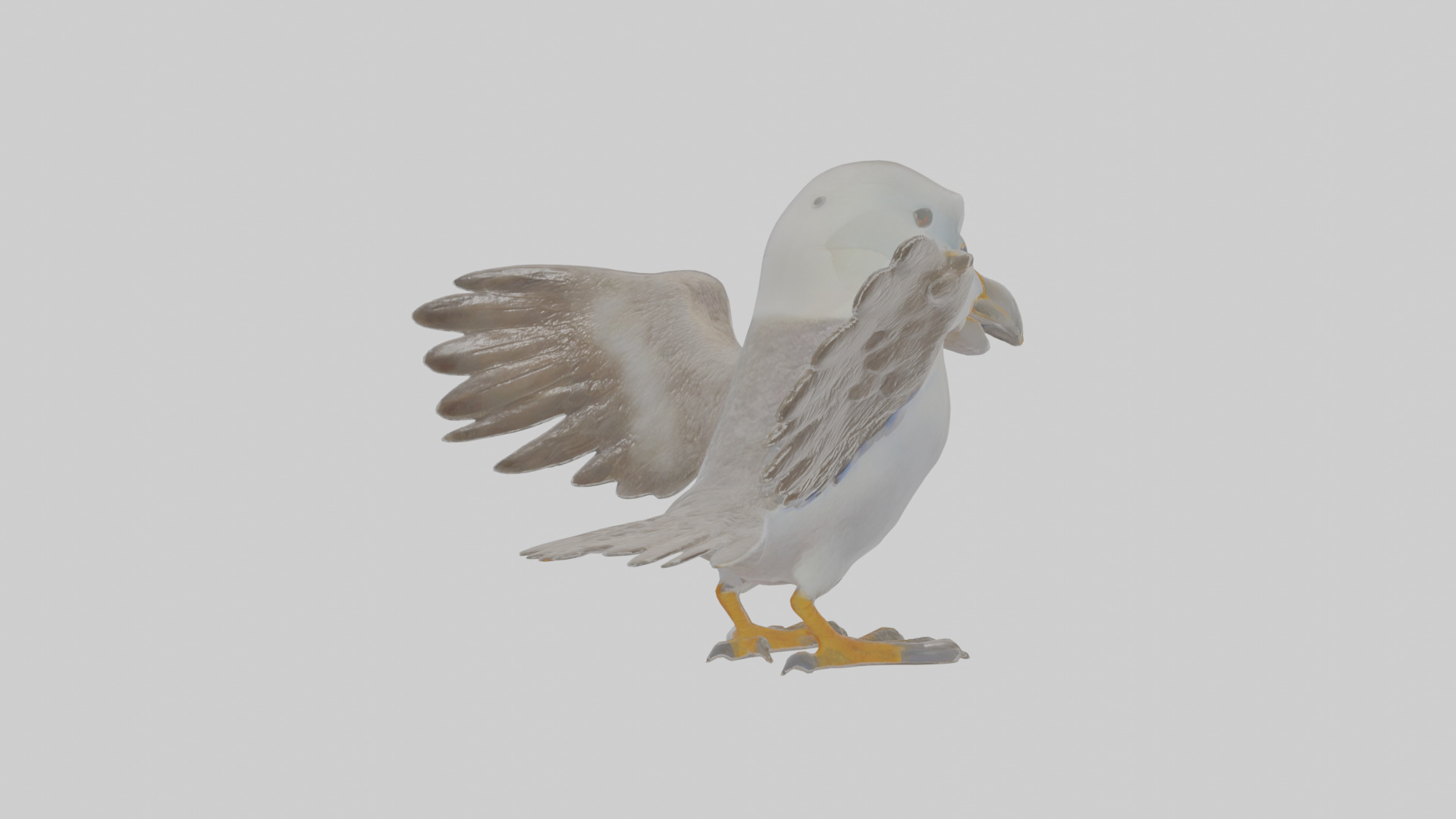 Cartoon Fulmar Low-poly 3D model_1
