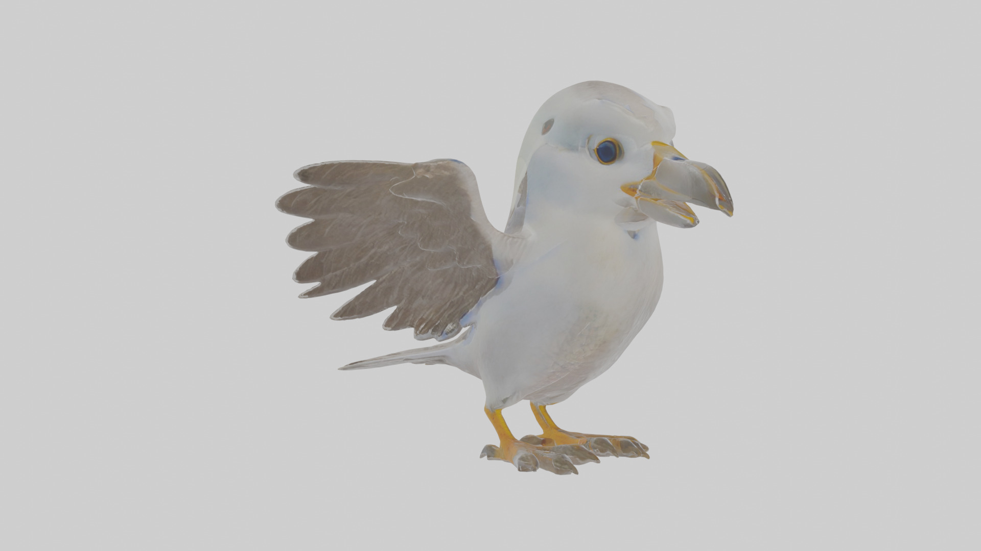 Cartoon Fulmar Low-poly 3D model_20