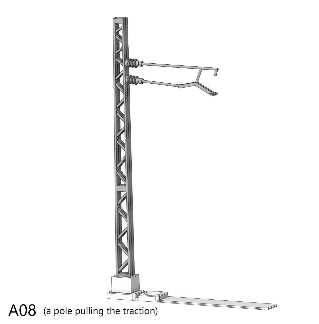 H0 scale Catenery Poles Set Type A1 to A8 - FDM 3D print model_15