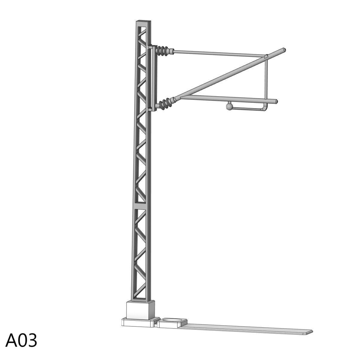 H0 scale Catenery Poles Set Type A1 to A8 - FDM 3D print model_12