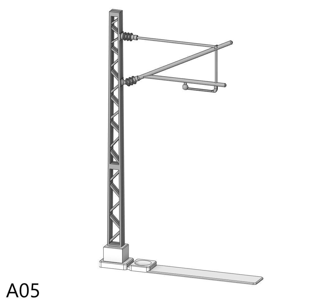 H0 scale Catenery Poles Set Type A1 to A8 - FDM 3D print model_14