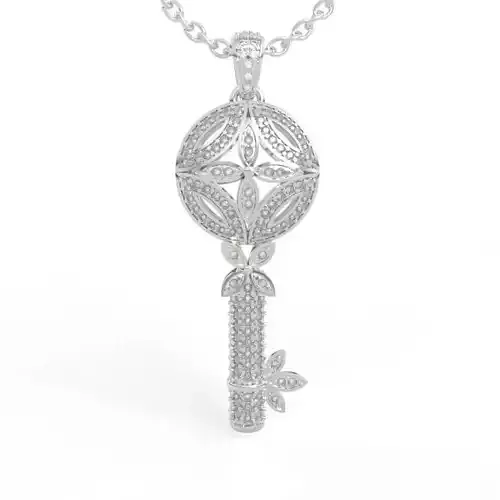 Royal Vintage Key Charm Diamond Pendant