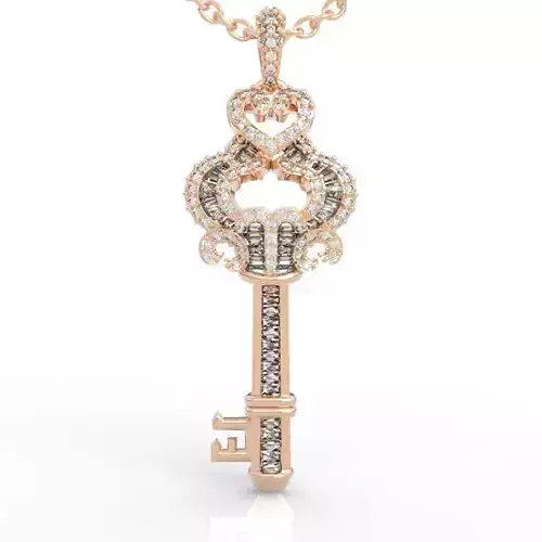Exquisite Vintage Key Charm Diamond Pendant