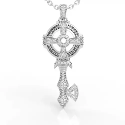 Sacred Cross Key Diamond Pendant
