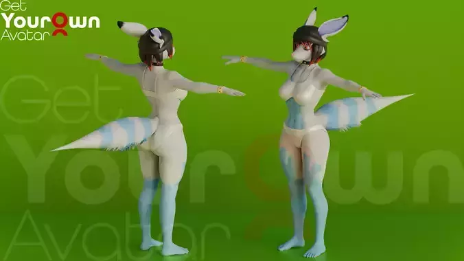 Aqua Neko Rigged 3D Feline Avatar For VTubing Blender SFM