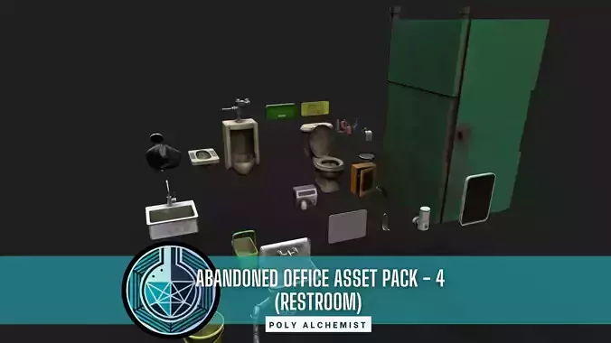 Abandoned Office Asset Pack - 4- Rest Room - 28 Props