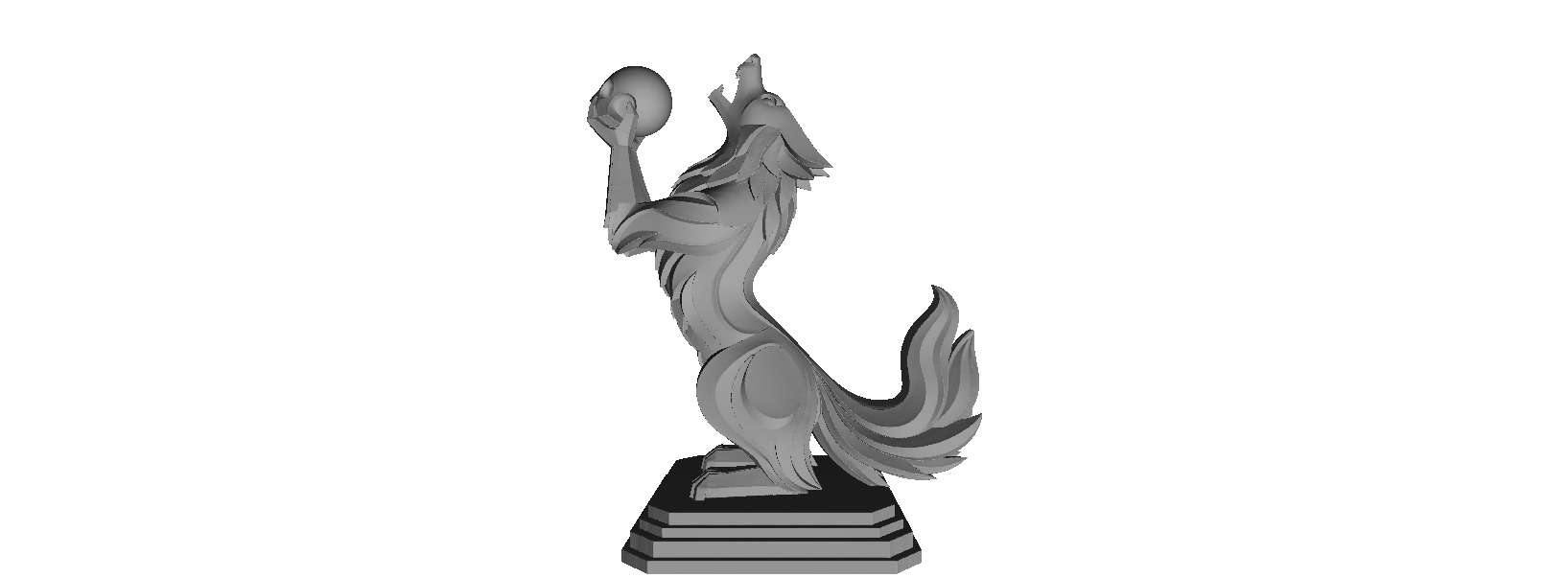 590 Totemic Werewolf Howling with Skull 3D Model 3D print model_1