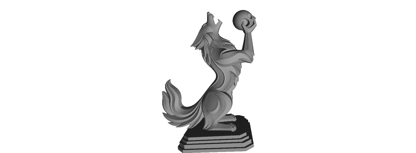 590 Totemic Werewolf Howling with Skull 3D Model 3D print model_4