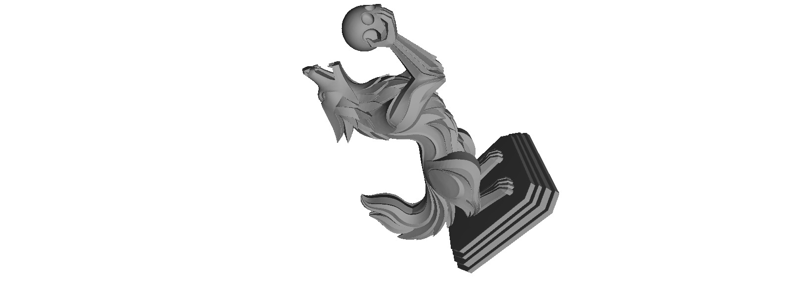 590 Totemic Werewolf Howling with Skull 3D Model 3D print model_5