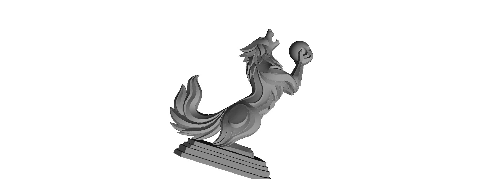 590 Totemic Werewolf Howling with Skull 3D Model 3D print model_6