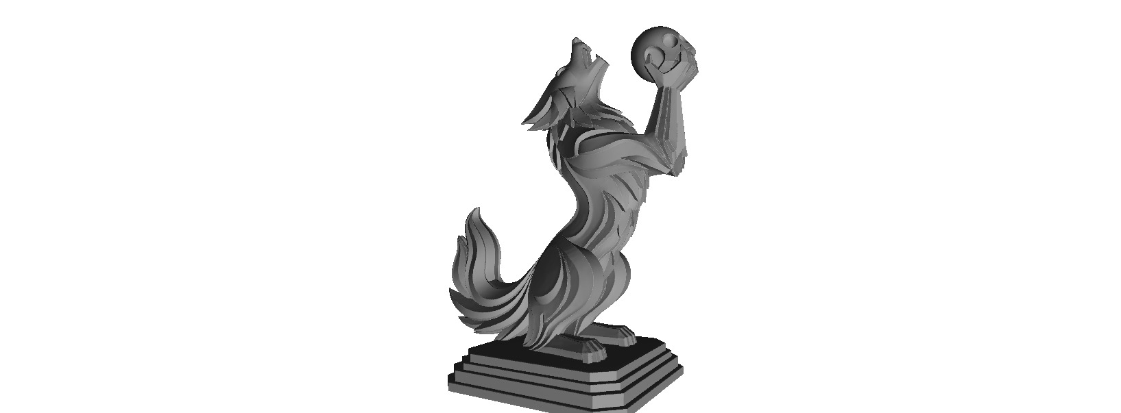 590 Totemic Werewolf Howling with Skull 3D Model 3D print model_2