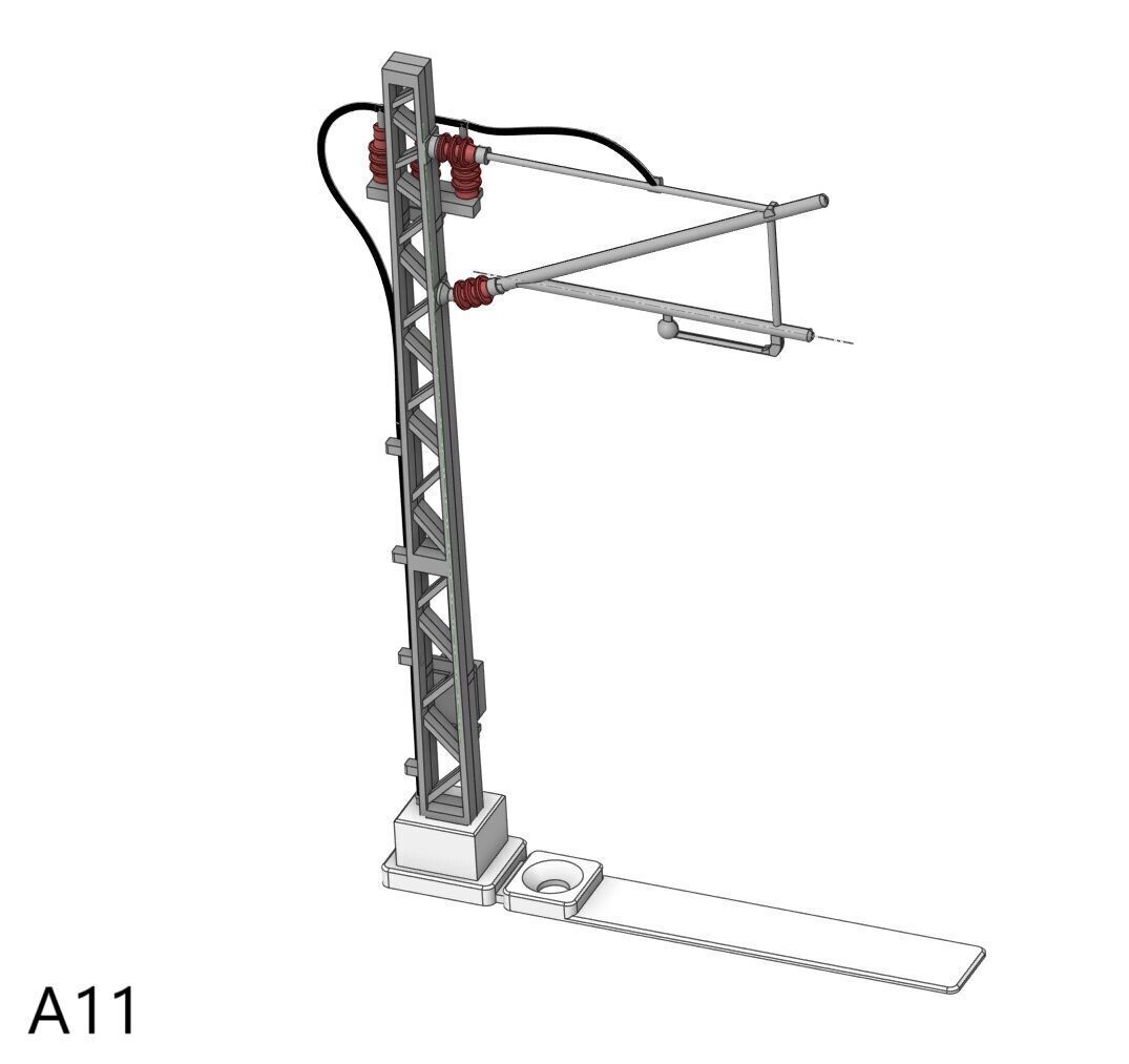H0 scale Catenery Power Pole Type A11 - FDM 3D print model_4