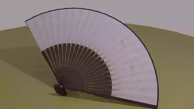 Traditional Japanese Folding Fan - Sensu - High Quality 3D Model