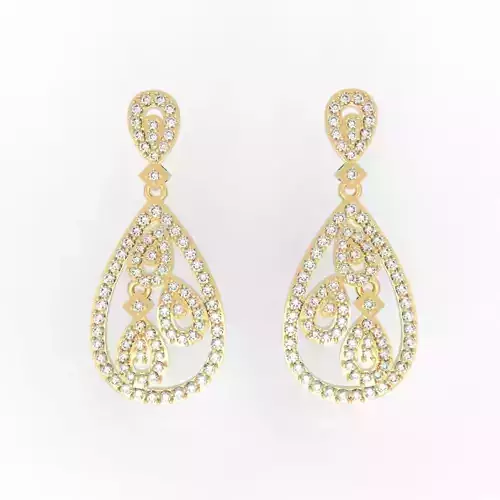 Luxury Pave Diamond Dangle Earrings 3D print model