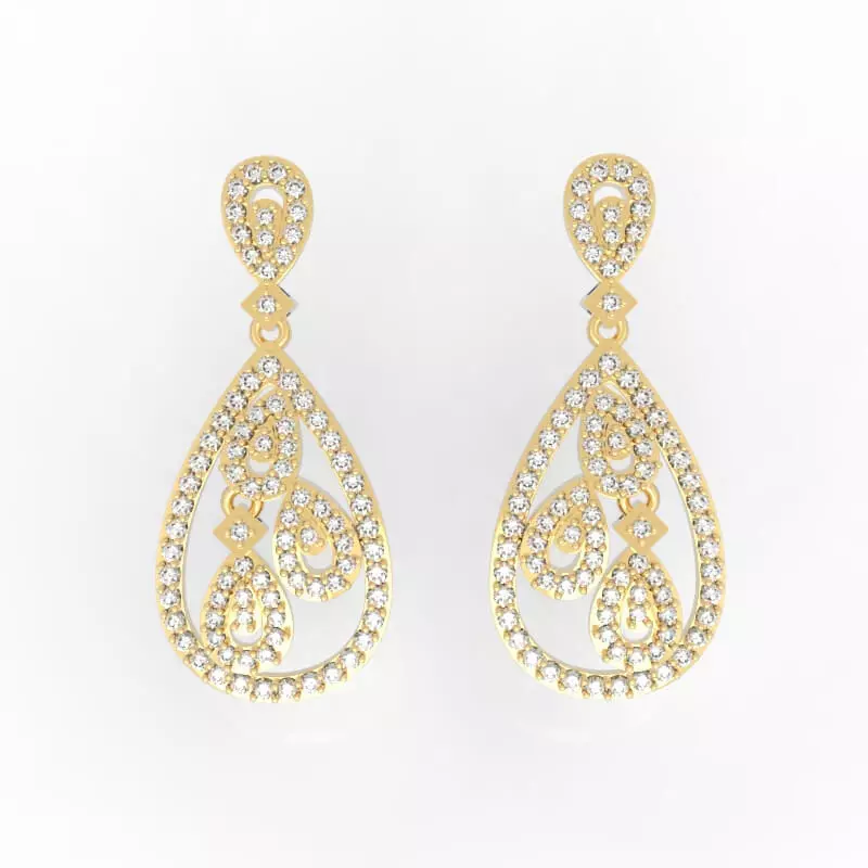 Luxury Pave Diamond Dangle Earrings 3D print model