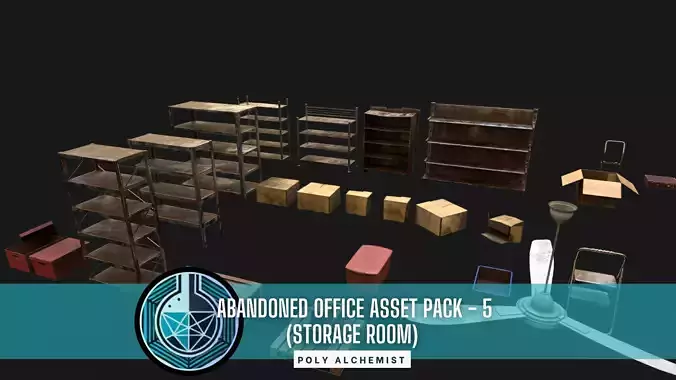 Abandoned Office Asset Pack - 5- Storage Area - 45 Props