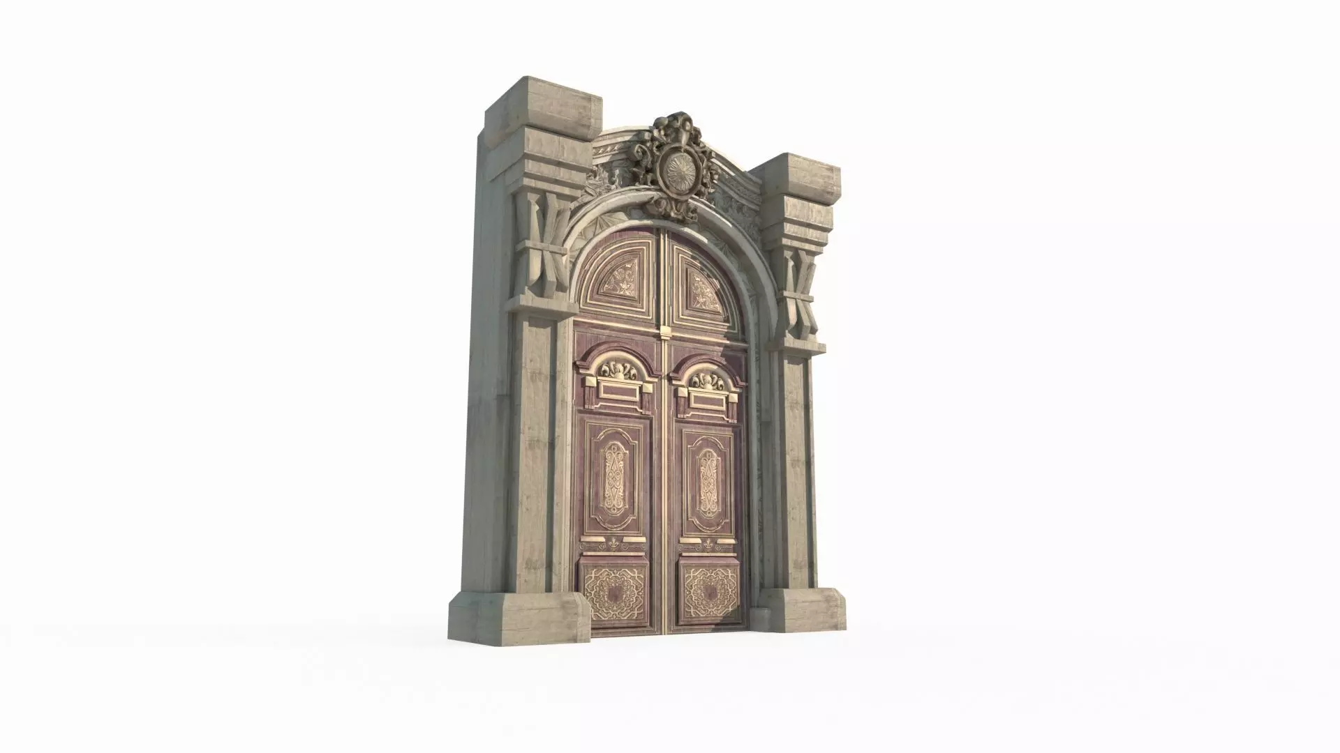 Classical entrance of architectural structure 3D model_0