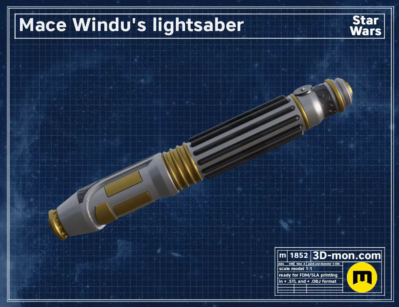 Mace Windu Lighsaber 3D print model_0